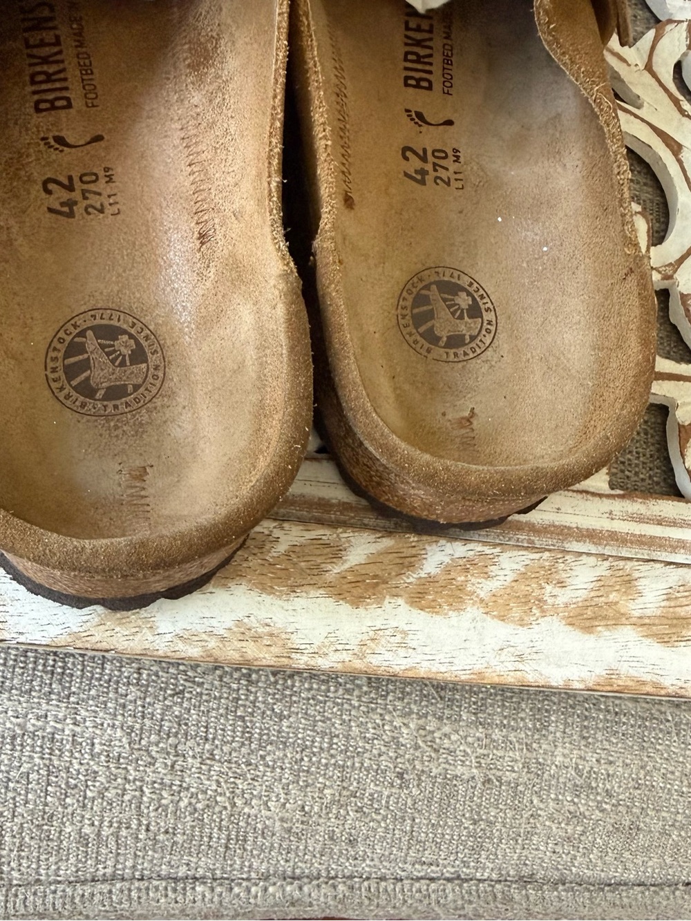 Birkenstock Brown Suede Leather Slip-On Mule Silver Buckle 11 42 - Picture 3 of 8
